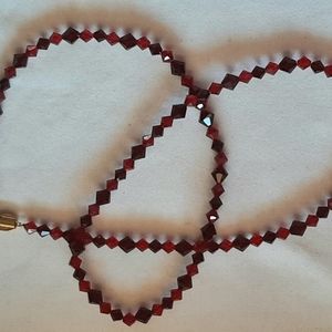 Red Crystal Long 34" Salo Necklace Gift Box